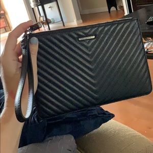Rebecca Minkoff large black chevron wristlet!